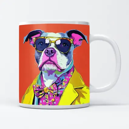 Pop Art Pit Bull Sunglasses Orange Background