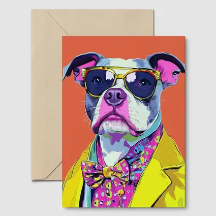 Pop Art Pit Bull Sunglasses Orange Background