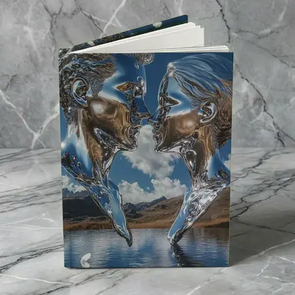 Chrome Liquid Couple Kissing Mountain Lake