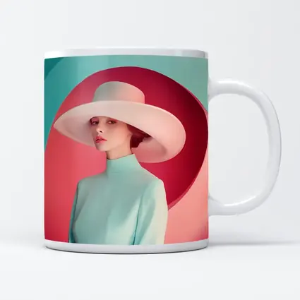 Fashion Woman Wide Hat Pastel Pink Teal