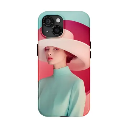 Fashion Woman Wide Hat Pastel Pink Teal