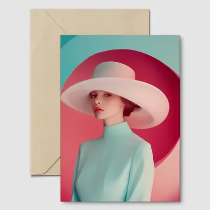 Fashion Woman Wide Hat Pastel Pink Teal