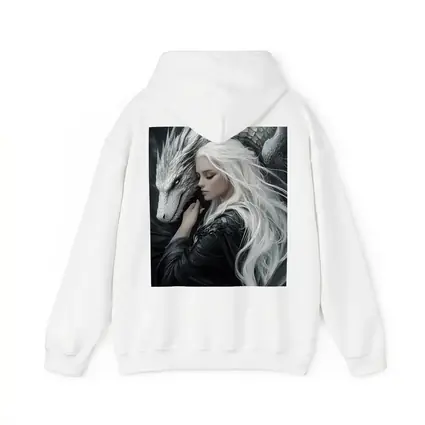 White Haired Woman With Silver Dragon Fantasy