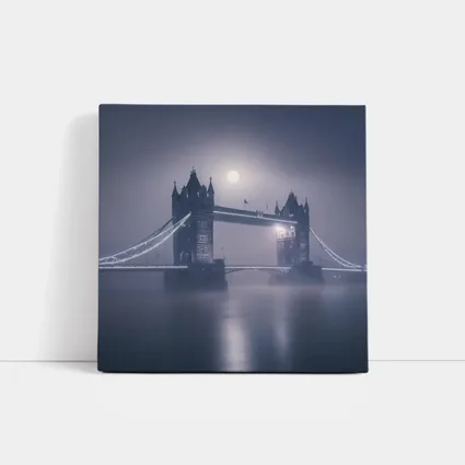 Tower Bridge London Foggy Moonlit Night