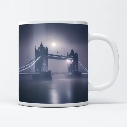 Tower Bridge London Foggy Moonlit Night