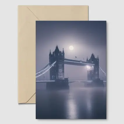 Tower Bridge London Foggy Moonlit Night