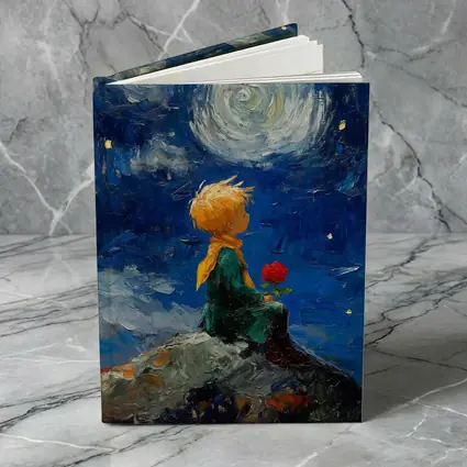 Little Prince Rose Starry Night Oil Painting