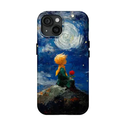 Little Prince Rose Starry Night Oil Painting