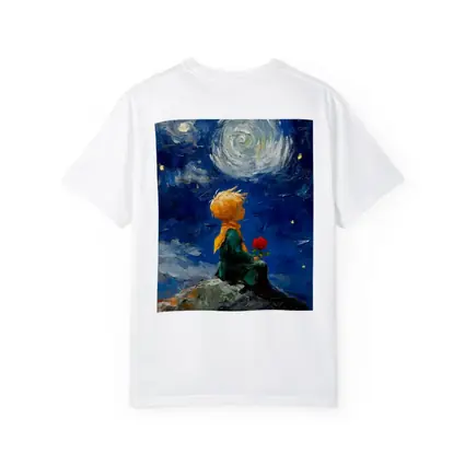Little Prince Rose Starry Night Oil Painting