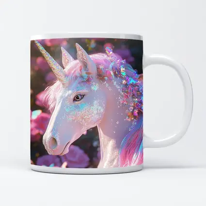 Glitter Unicorn With Pink Roses Background