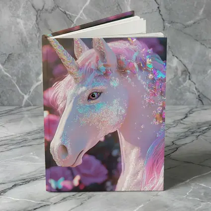 Glitter Unicorn With Pink Roses Background