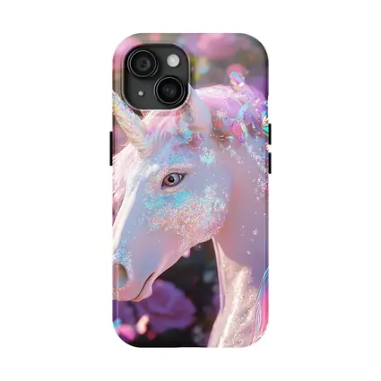 Glitter Unicorn With Pink Roses Background