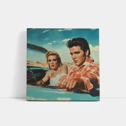 Elvis Style Couple Retro Convertible Desert Drive