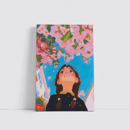 Anime Girl Looking Up Cherry Blossoms