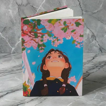 Anime Girl Looking Up Cherry Blossoms