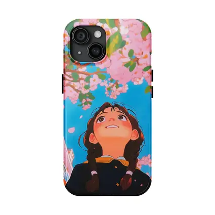 Anime Girl Looking Up Cherry Blossoms