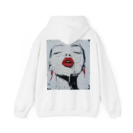 Woman Red Lips Black White Palette Painting