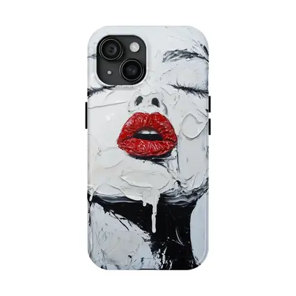 Woman Red Lips Black White Palette Painting