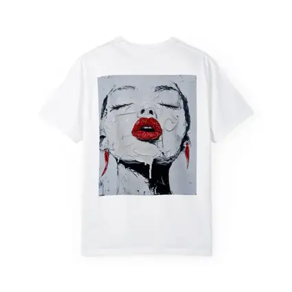 Woman Red Lips Black White Palette Painting