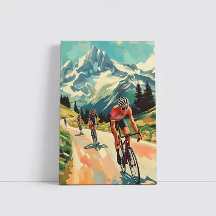 Road Cyclists Racing Through Alpine Mountain Landscape