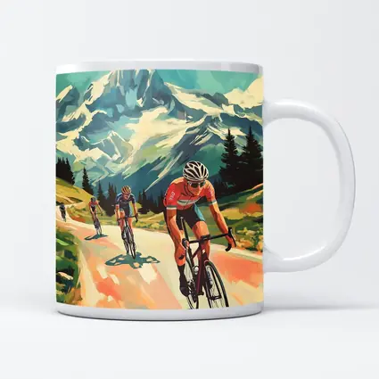 Road Cyclists Racing Through Alpine Mountain Landscape
