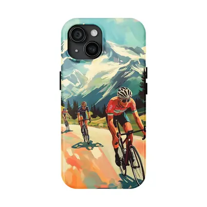 Road Cyclists Racing Through Alpine Mountain Landscape