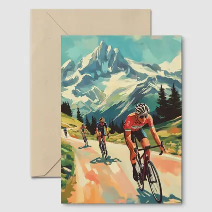 Road Cyclists Racing Through Alpine Mountain Landscape