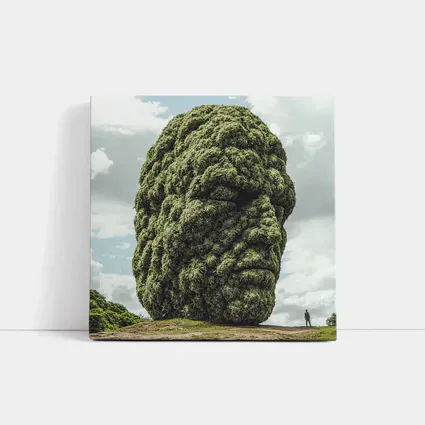 Giant Green Face Sculpture Sky Background