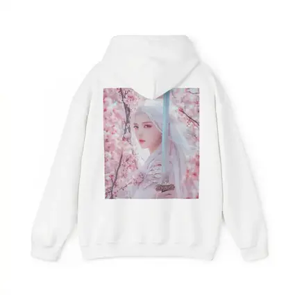 White Hair Warrior Girl Cherry Blossom Fantasy
