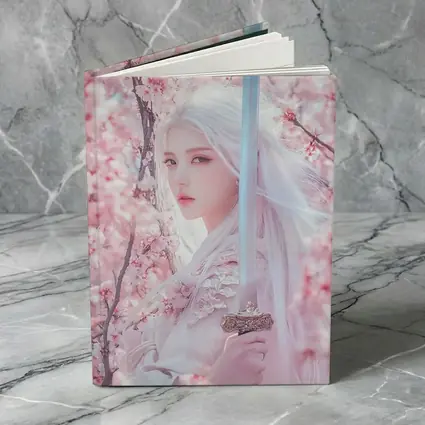 White Hair Warrior Girl Cherry Blossom Fantasy