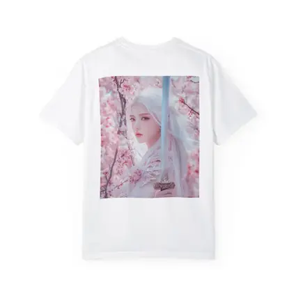White Hair Warrior Girl Cherry Blossom Fantasy