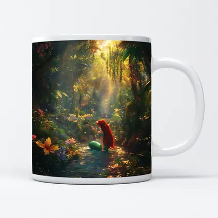 Mermaid Girl Sitting In Enchanted Forest Stream