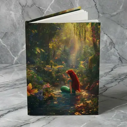 Mermaid Girl Sitting In Enchanted Forest Stream