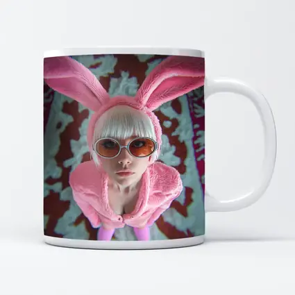 Pink Bunny Girl Tinted Glasses Abstract Background