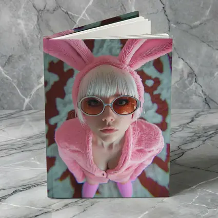 Pink Bunny Girl Tinted Glasses Abstract Background