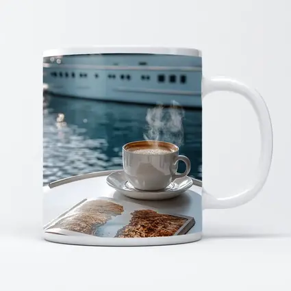 Coffee Cup Steam Luxury Yacht Harbor