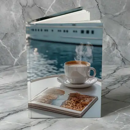 Coffee Cup Steam Luxury Yacht Harbor