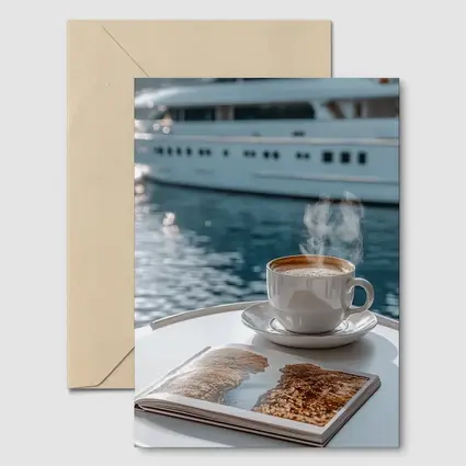Coffee Cup Steam Luxury Yacht Harbor
