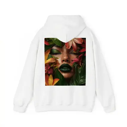 Woman Face Tropical Flowers Green Lips