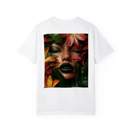 Woman Face Tropical Flowers Green Lips