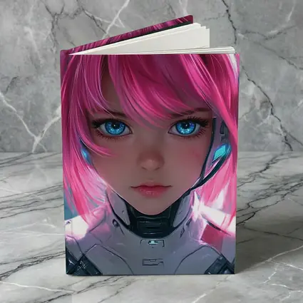 Cyberpunk Anime Girl Pink Hair Blue Eyes