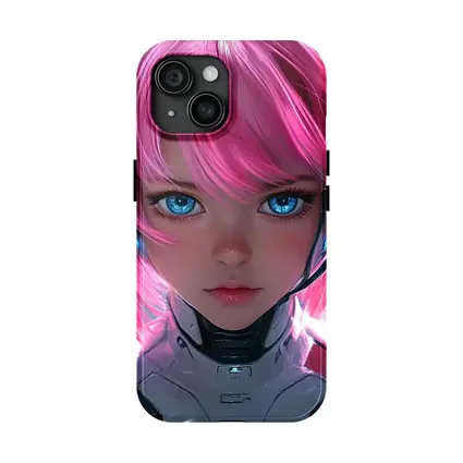 Cyberpunk Anime Girl Pink Hair Blue Eyes