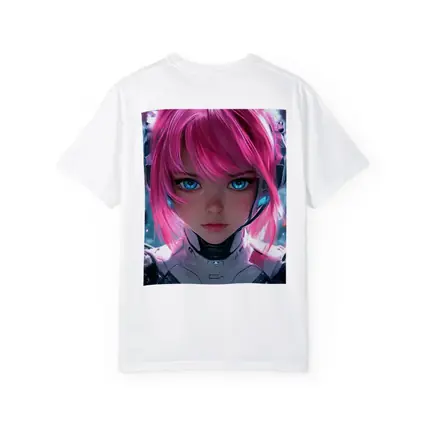 Cyberpunk Anime Girl Pink Hair Blue Eyes