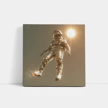 Golden Astronaut Floating In Starry Space