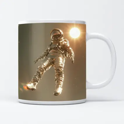 Golden Astronaut Floating In Starry Space