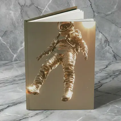 Golden Astronaut Floating In Starry Space