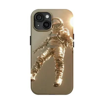 Golden Astronaut Floating In Starry Space