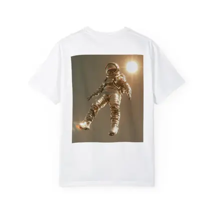 Golden Astronaut Floating In Starry Space