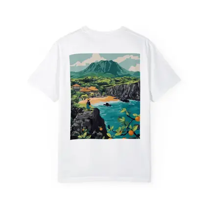 Japanese Coastal Village With Mountain View