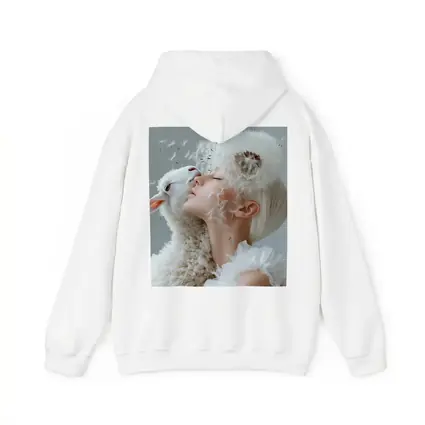 Woman And Lamb Dandelion Surreal White